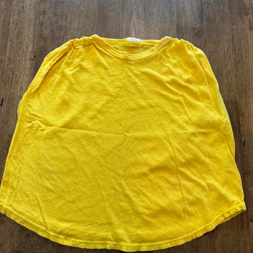 Mother Yellow Linen Cotton Short Sleeve Shirt Women's Size XS